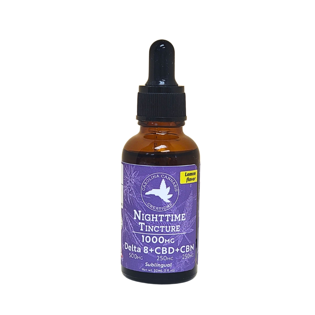 Nighttime Tincture 1000mg | Delta 8, CBN, CBD | Lemon | Carolina Cannabis Creations