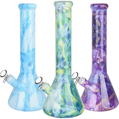 Marbled Glass Beaker Water Pipe | 14mm F