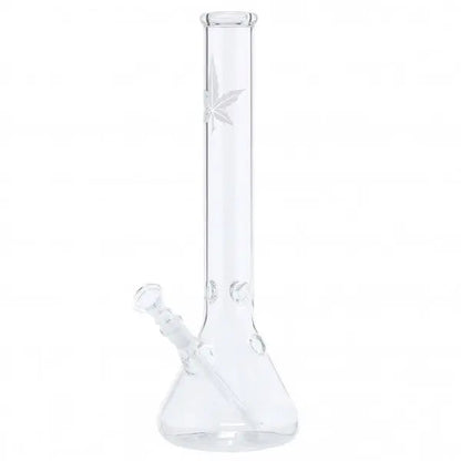Hemp Leaf Beaker Glass Water Pipe 14"